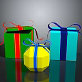 Colorful Gift Boxes With Open Green Box Blue Package Yellow Octagonal Present And Ribbons