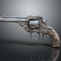 Vintage Revolver with Worn Metal Body Wooden Grip and Silver Brown Classic Design