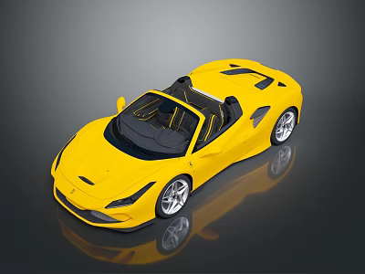 Yellow Convertible Sports Car Featuring Sleek Design Alloy Wheels And Reflection 3d model