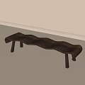 Wooden Wave Shaped Stool with Four Legs in Light Colored Indoor Room Setting