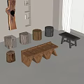 Quiet Stool Tea Table Stool 3d model