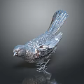 Metallic Shiny Bird With Textured Surface Standing Pose Detailed Tail And Claws
