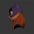 Game Movie Character 3D Model With Purple Bat Helmet Red Hair And Green Eyes
