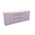 Purple Vertical Striped TV Stand With Three Drawers And Metal Legs