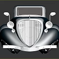 Elegant Dark Blue Classic Two Door Car With Streamlined Body And Chrome Accents