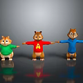 Three Squirrels Squirrel Cartoon Squirrel Animation Squirrel Animation Squirrel Cartoon Characters Cartoon Animals 3d model
