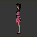 Black Woman In Pink Dress With Arms Outstretched On Gray Background Floor Reflection