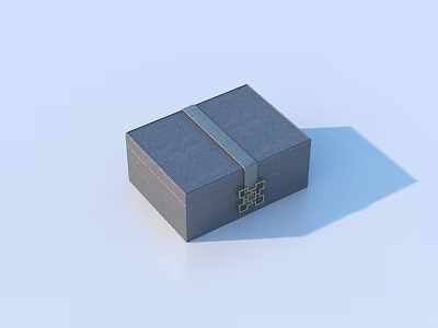 Elegant Gray Storage Box With Textured Fabric Strap And Decorative Clasp For Daily Use 3d model