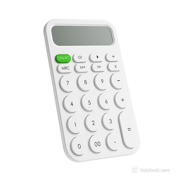 Sleek White Office Calculator With Numeric Keypad Function Keys And 3d model 