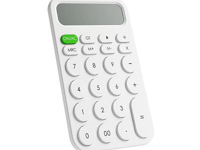 Sleek White Office Calculator With Numeric Keypad Function Keys And 3d model