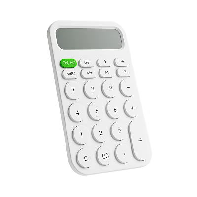 Sleek White Office Calculator With Numeric Keypad Function Keys And 3d model
