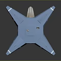 Futuristic Blue Star Shaped Spaceship Model With Robic Label And Detailed Design