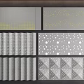 Modern Wall Design With Striped Polka Dot Geometric Patterns And Gold Accents 3d model