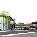 Modern Urban Commercial Street Design Featuring High Rise Buildings And Green Public Spaces