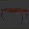 Elegant Oval Shaped Wooden Dining Table With Curved Legs And Ball Feet