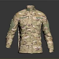 Camouflage Military Jacket With Desert Pattern Long Sleeves And Functional Design 3d model