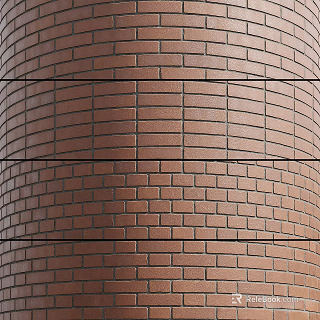 Rustic Red Brick Background Wall With Horizontal Decorative Lines And Textured Surface 3d model 