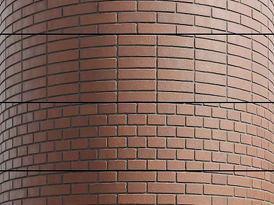 Rustic Red Brick Background Wall With Horizontal Decorative Lines And Textured Surface 3d model