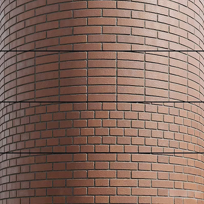 Rustic Red Brick Background Wall With Horizontal Decorative Lines And Textured Surface 3d model