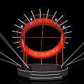 Modern Red Circular Stage Design with Surrounding Lights Steps and Platform 3d model