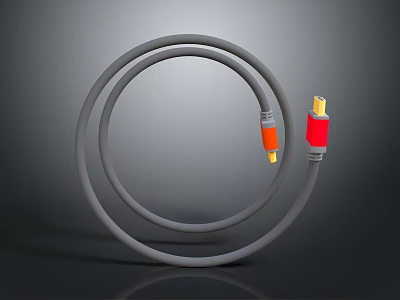 Phone Digital Data Cable With Gray Cord And Colorful Connectors For Charging Devices 3d model