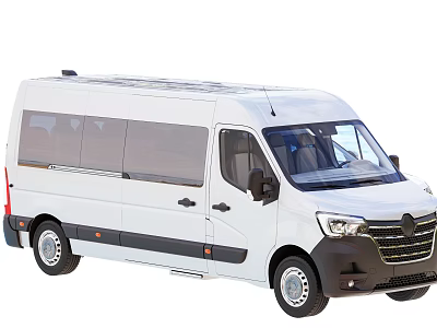 White Commercial Van With Long Wheelbase Side Windows Black Trim And Modern Design 3d model