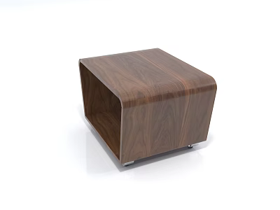 Modern Minimalist Square Coffee Table With Walnut Wood Texture And Metal Legs 3d model