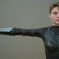 3D Character In Black Leather Outfit With Belt Boots And Outstretched Arms Pose