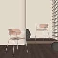 Modern Transparent Leisure Chairs With Metal Frame Against Light Shadow On Wooden Floor