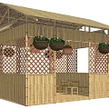 Modern Thatched House Bamboo House Post Station 3d model