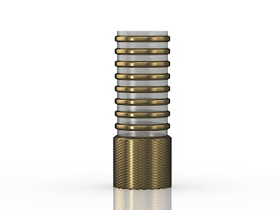 Metal Cylindrical Part With Silver And Gold Rings And Textured Base 3d model