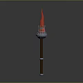 Classic Decorative Torch With Red Flame Metal Base And Wooden Handle