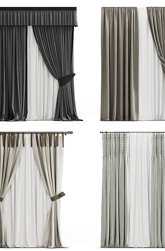 Modern Curtain Combination 3d model