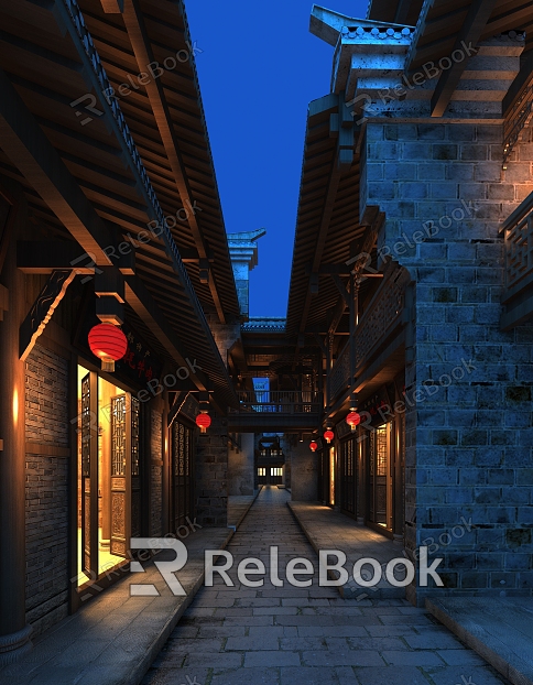 Ancient Architecture, Ancient Street, New Chinese Style Street, Inner Street, Narrow Street model