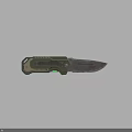 Valkren 9 Tactical Knife With Worn Blade Skull Logo And Green Handle