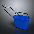 Blue Mop Bucket With Black Handle And Movable Wheels For Cleaning Tasks