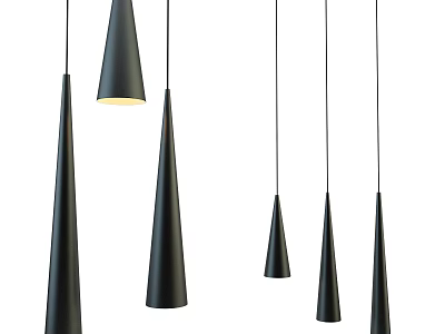 Modern Black Conical Pendant Lights With Different Sizes For Minimalist Space 3d model