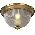 Classic Brass Ceiling Light With White Ribbed Shade And Warm Glow 3d model
