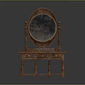 Elegant Classic Wooden Dressing Table with Oval Mirror and Drawers