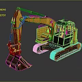 Detailed Yellow Construction Excavator 3D Model With Tracked Undercarriage And Front Bucket