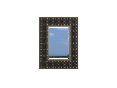 Decorative Framed Mirror Reflecting Blue Sky White Clouds and Green Landscape 3d model