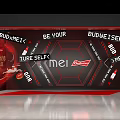Visual Design Featuring Budweiser And Mei With Red Black Geometric Patterns 3d model