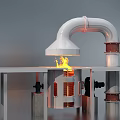 Industrial Heating Equipment Featuring Flame Operation And Metal Pipe Components 3d model