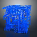 Modern Blue Furniture Design Featuring Intricate Framework And Multi Level Shelves For Contemporary Spaces