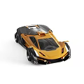 Yellow and Black Modern Sporty Supercar With Streamlined Aerodynamic Design and Wide Wheels