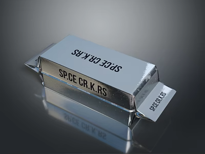Spice Crackers In Silver Rectangular Box With Shiny Surface And Brand Name Text 3d model