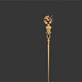 Vintage Style Golden Hairpin With Red Gemstone And Ornate Decorative Design
