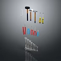 pipe pliers screwdriver hammer wrench vise wrench tool hardware tool 3d model