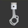 Mechanical Engine Piston Connecting Rod Assembly With Cylindrical Head And Metallic Structure 3d model
