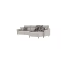 Modern Light Gray Sectional Sofa With Cozy Throw Pillows And Soft Blanket 3d model
